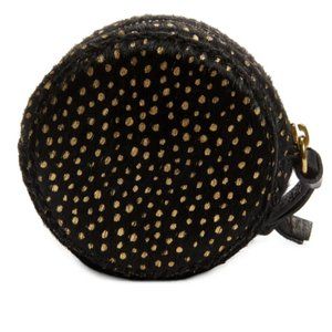 Madewell Mini Circle Pouch Metallic Dot Genuine Calf  Black and Gold